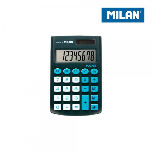 Calculadora pocket negra, 8 dígitos, con funda, blister