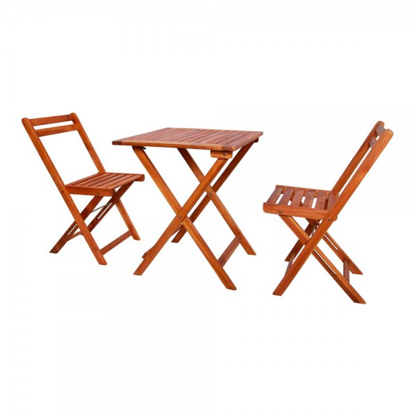Set jardin mesa y dos sillas plegables madera acacia natural Set jardin mesa y dos sillas plegables madera acacia natural