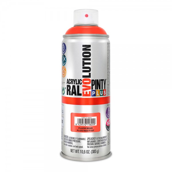 Pintura acrílica spray evolution 520 cc f107 fluor rojo 300 g (pack 2 unidades)