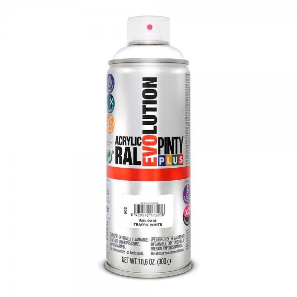 Pintura acrílica spray evolution 520 cc ral 9016 blanco tráfico (pack 2 unidades) Pintura acrílica spray evolution 520 cc ral 9016 blanco tráfico (pack 2 unidades)