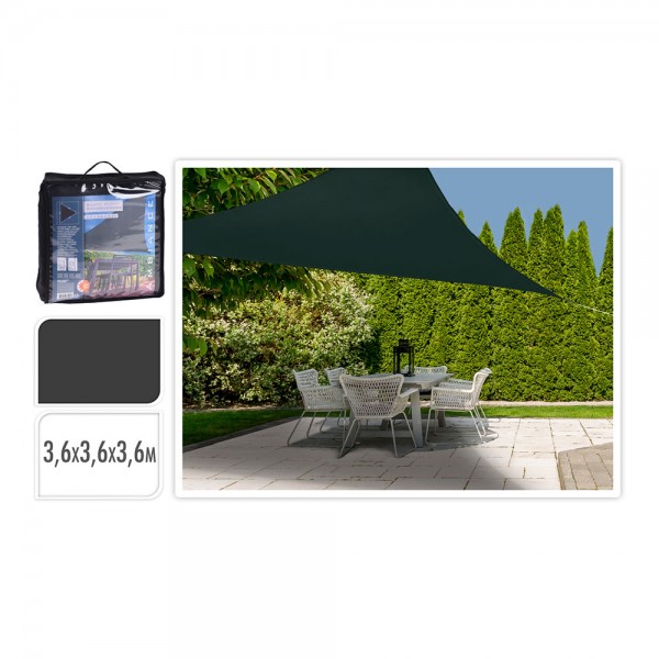 Toldo vela triangulo color gris oscuro 3,6 x 3,6 x 3,6 m Toldo vela triangulo color gris oscuro 3,6 x 3,6 x 3,6 m