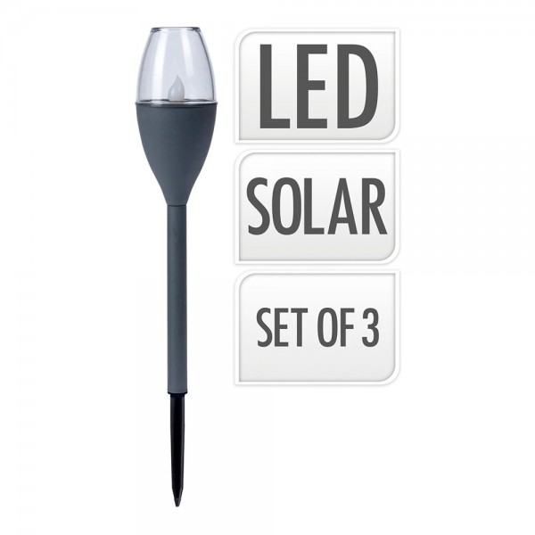 Lamparas solares color gris, 3 unidades
