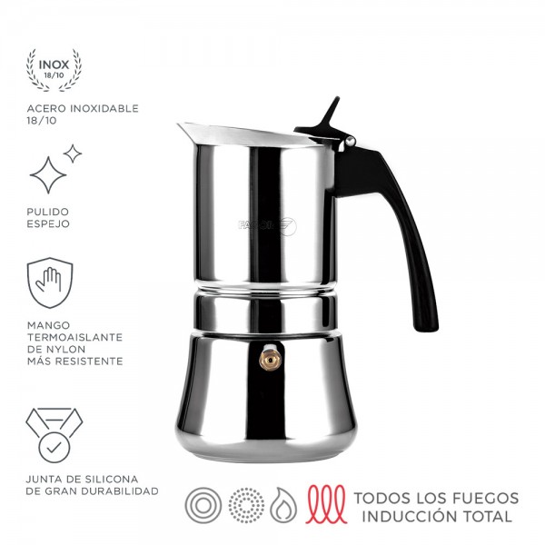 Cafetera etnica de acero inoxidable 18 / 10, 4 tazas