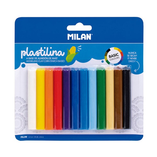 Plastilina de colores 140 g, 12 uds, blister