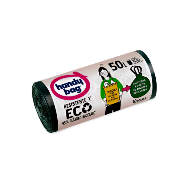 Bolsas de Basura Handy Bag Resistente y Eco 95% Reciclado 50l. 10 bolsas.