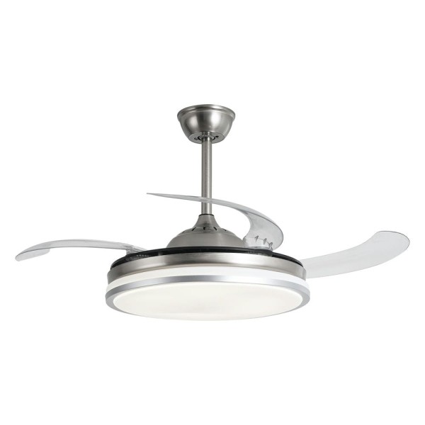 Vent. techo dc cromad led 4 aspas retrac