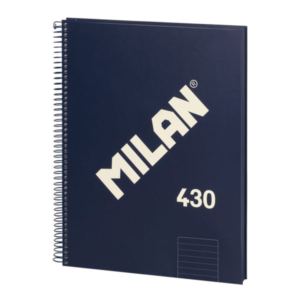 Cuaderno a4, con espiral, tapa dura, 80 hojas pautadas, serie 430, azul (pack 3 unidades)