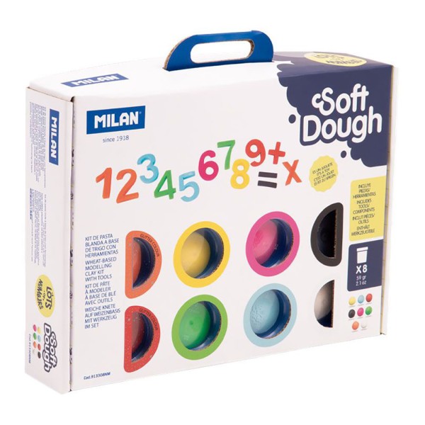 Maletín pasta blanda soft dough 8 botes 59 g con herramientas y números