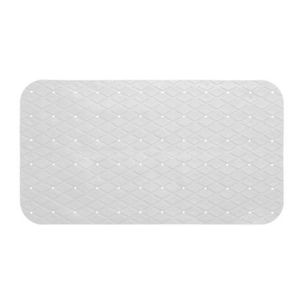 Alfombra de ducha interior rectangular antideslizante blanca 69 x 39 cm