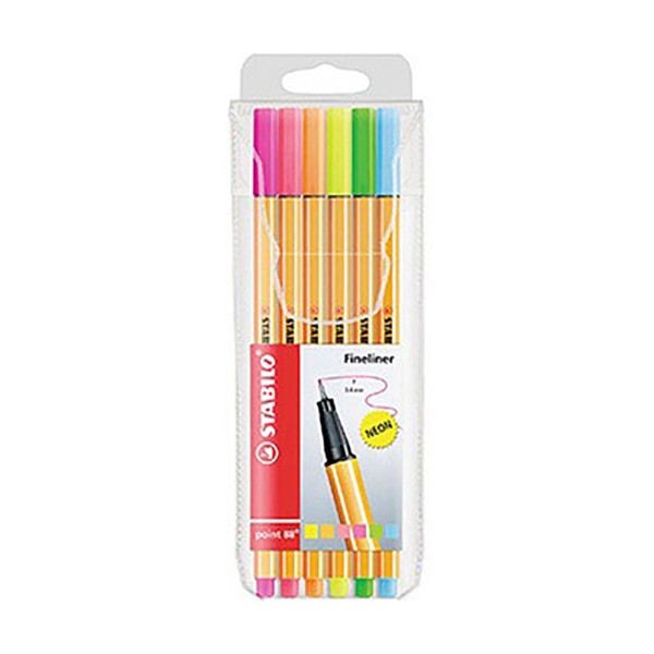 Rotuladores fluorescentes fibra point 88 colores surtidos, 6 uds