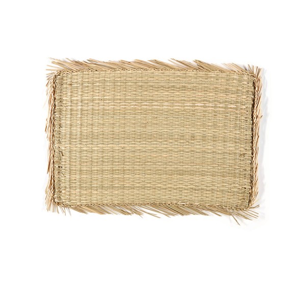 Mantel individual, alga marina, flecos, 47 x 32 cm