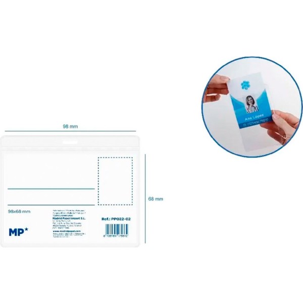 Funda tarjeta identificación 98 x 68 mm, 25 uds